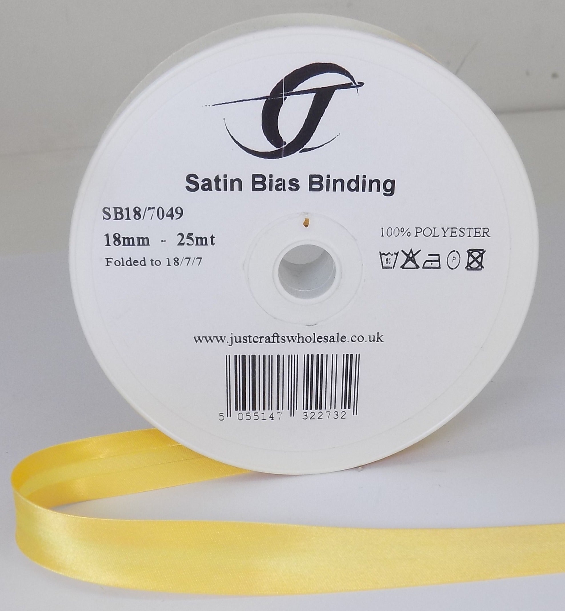 SB18-7049 **SATIN BIAS BINDING 18MM 7049 YELLOWGOLD