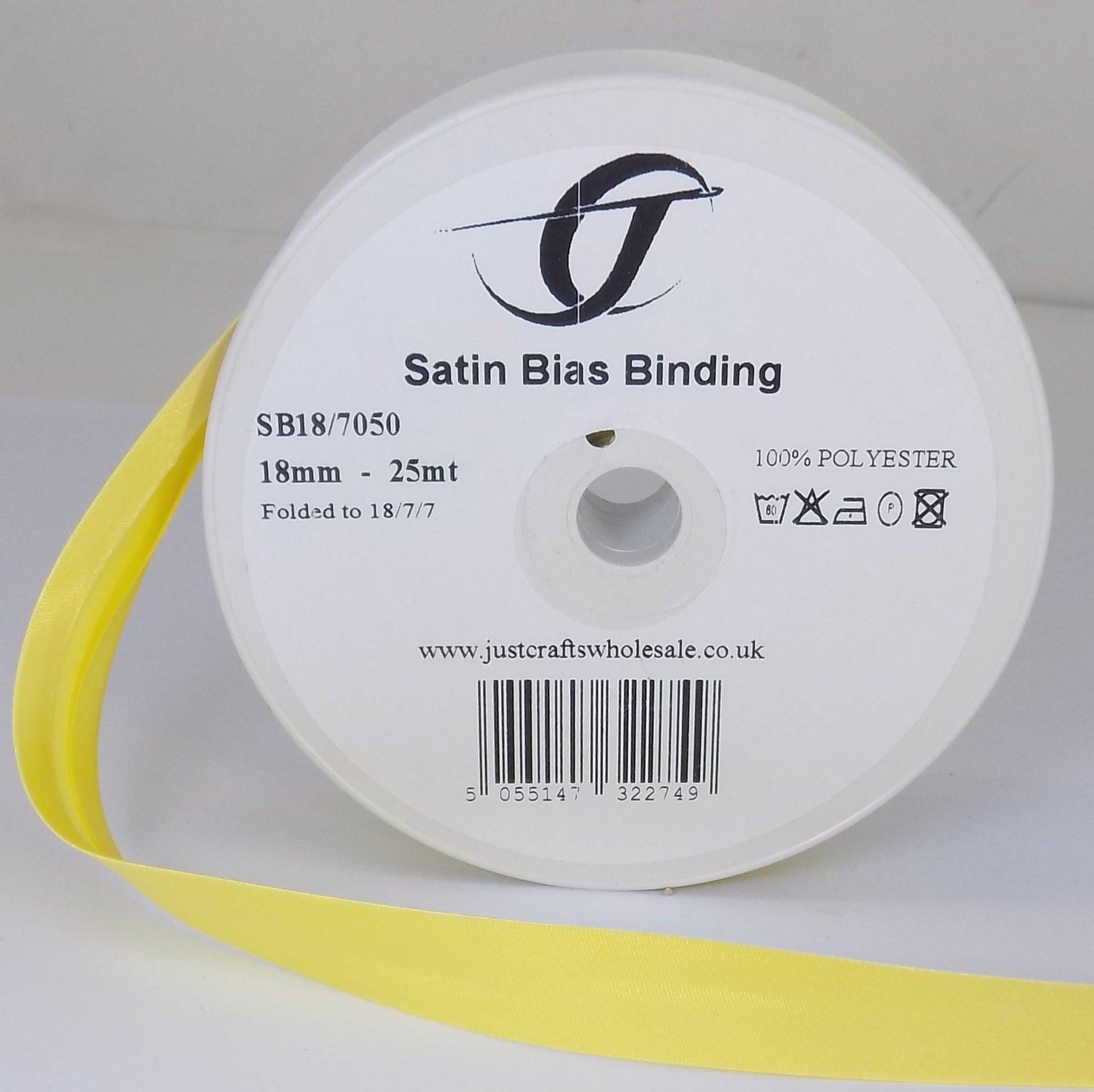 SB18-7050 **SATIN BIAS BINDING 18MM 7050 LEMON