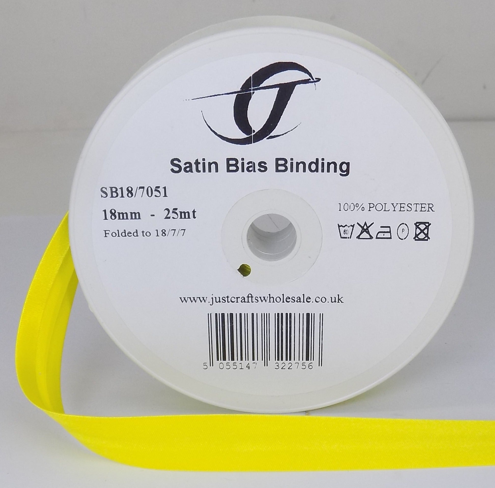 SB18-7051 **SATIN BIAS BINDING 18MM 7051 YELLOW