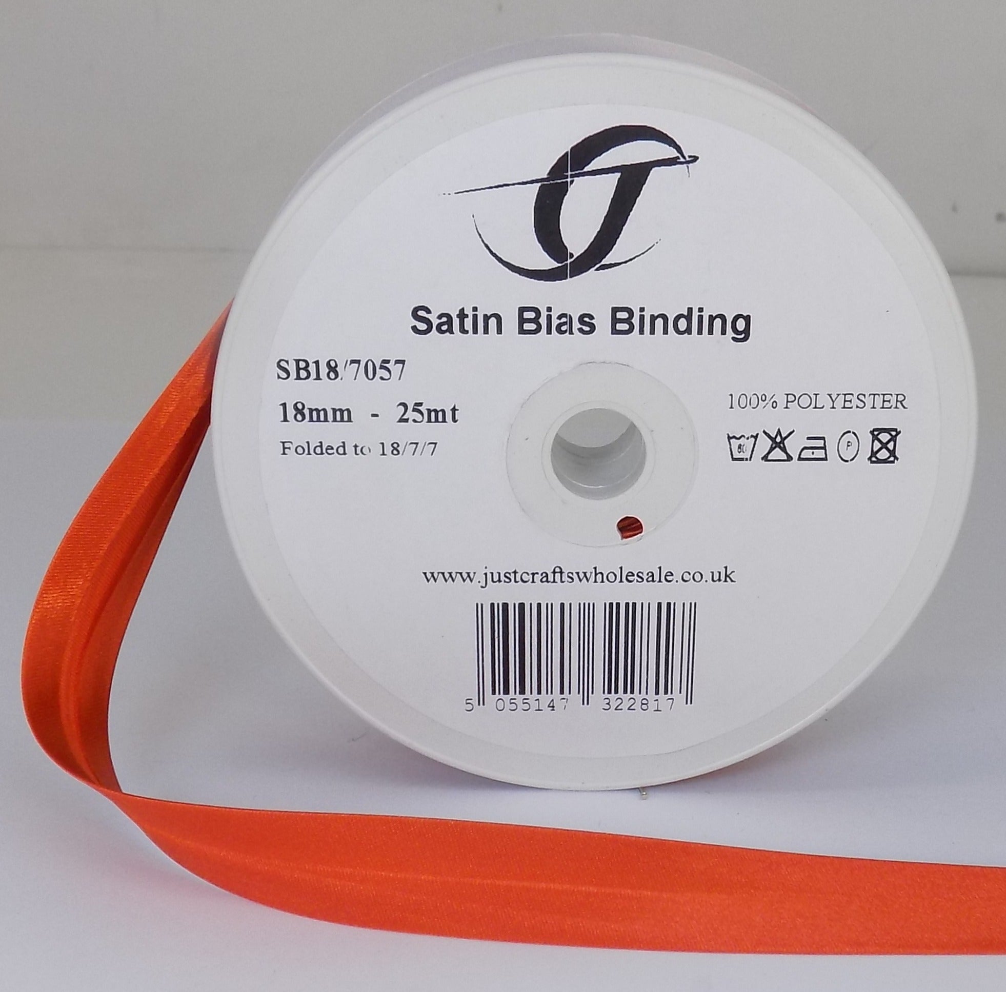 SB18-7057 **SATIN BIAS BINDING 18MM 7057 AUTUMN ORANGE