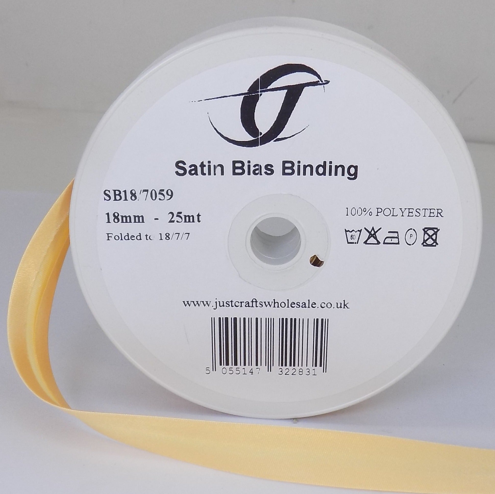 SB18-7059 **SATIN BIAS BINDING 18MM 7059 HONEYGOLD