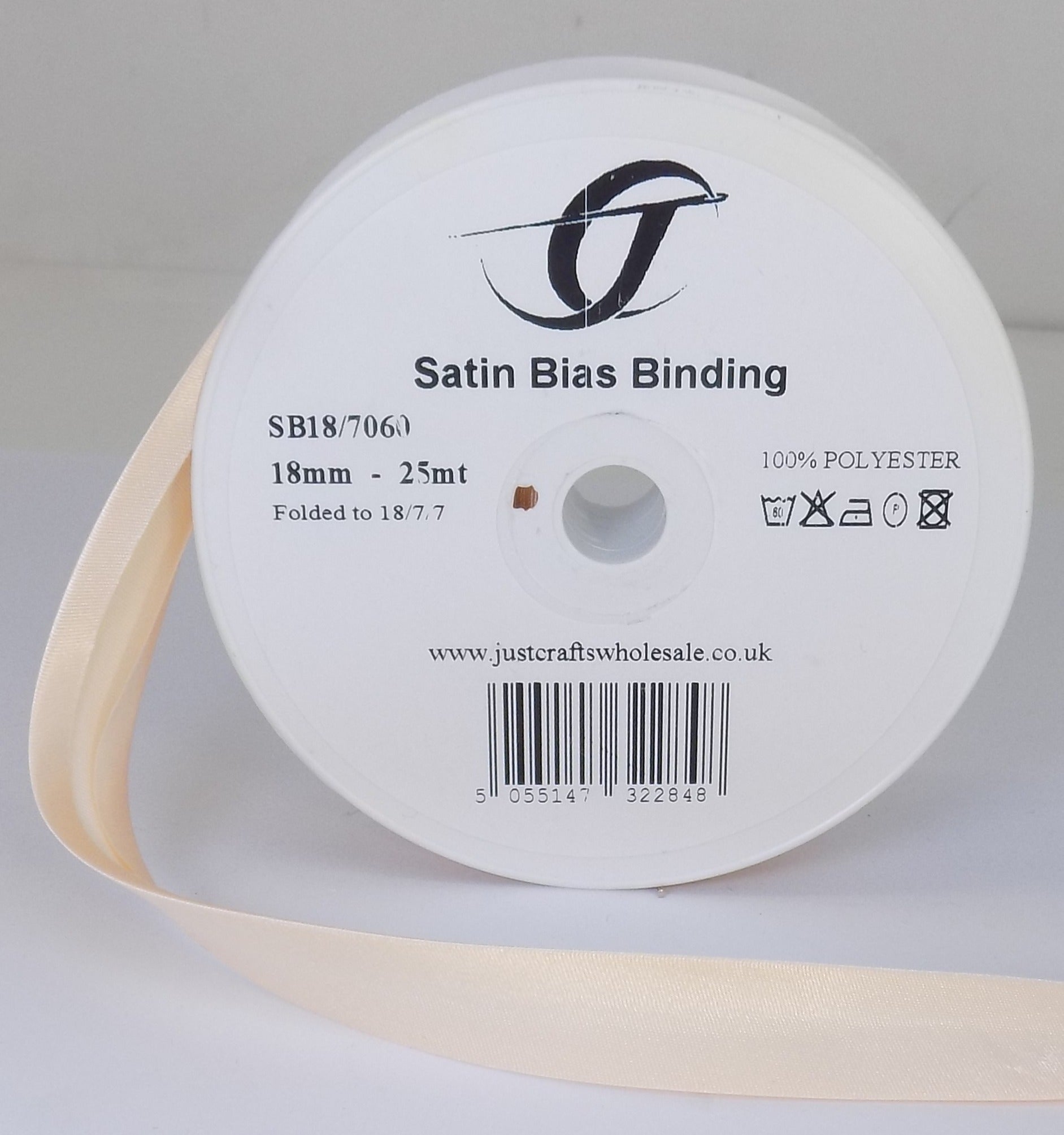 SB18-7060 **SATIN BIAS BINDING 18MM 7060 PETAL PEACH