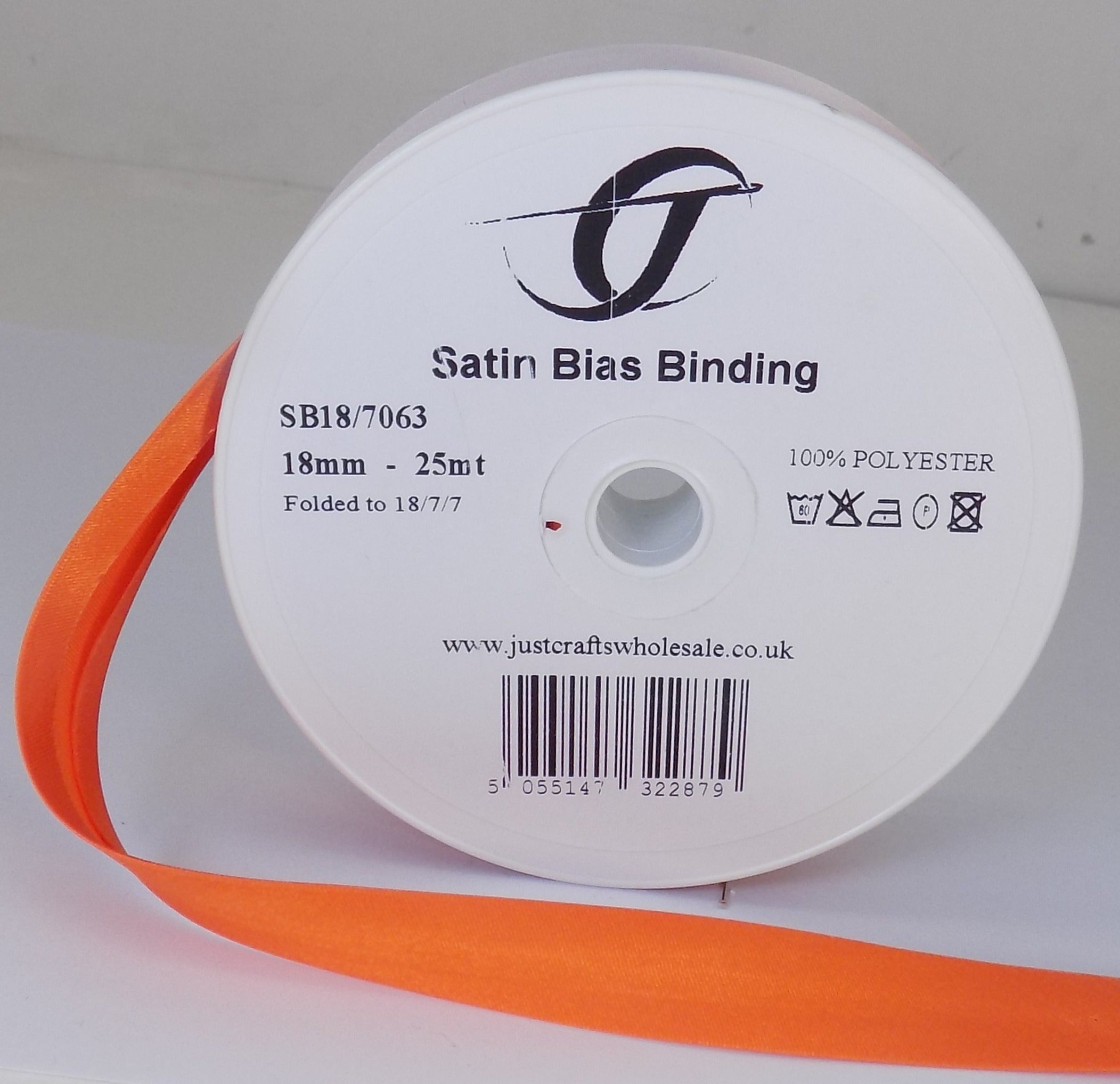 SB18-7063 **SATIN BIAS BINDING 18MM 7063 ORANGE