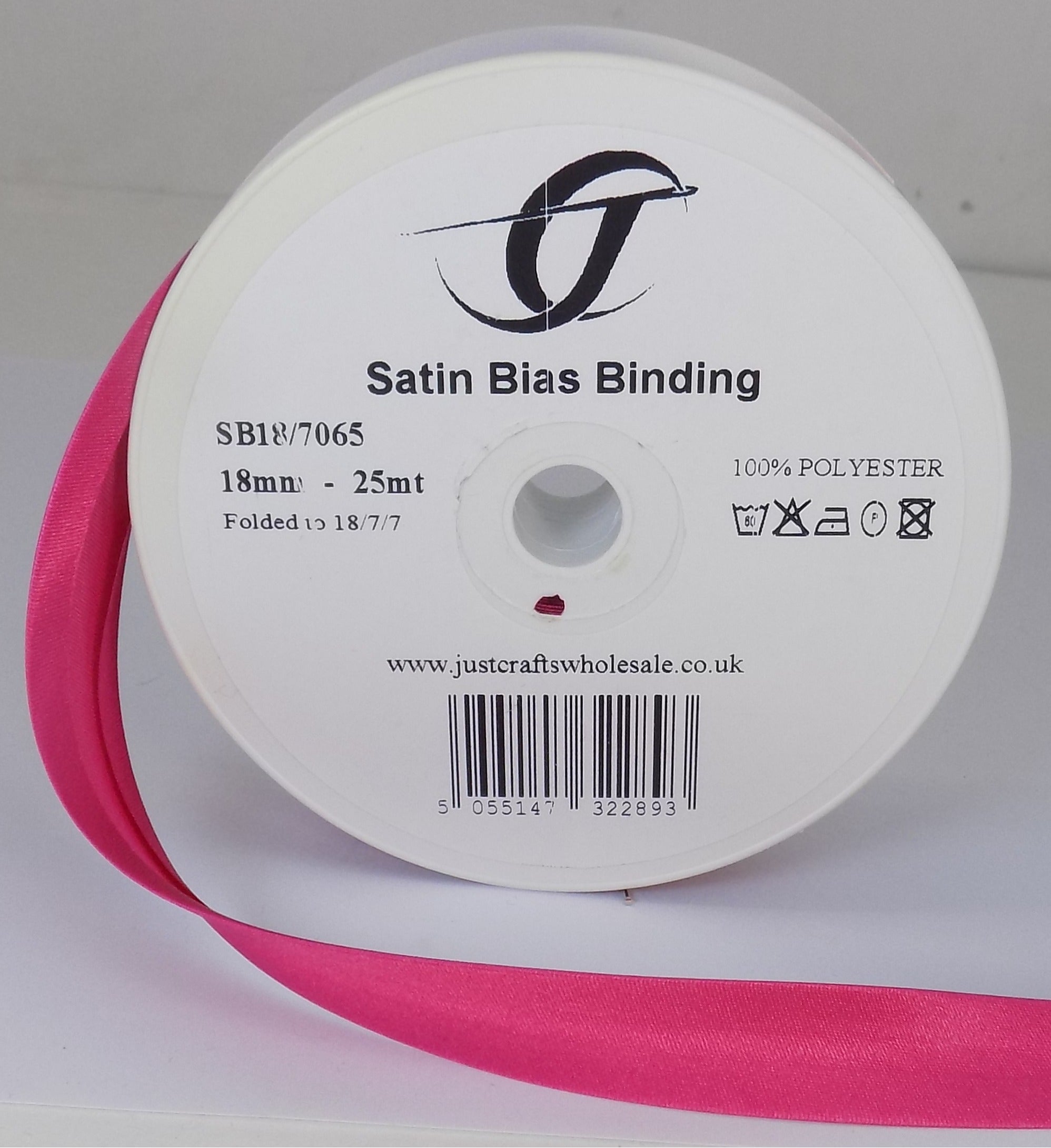 SB18-7065 **SATIN BIAS BINDING 18MM 7065 PINK