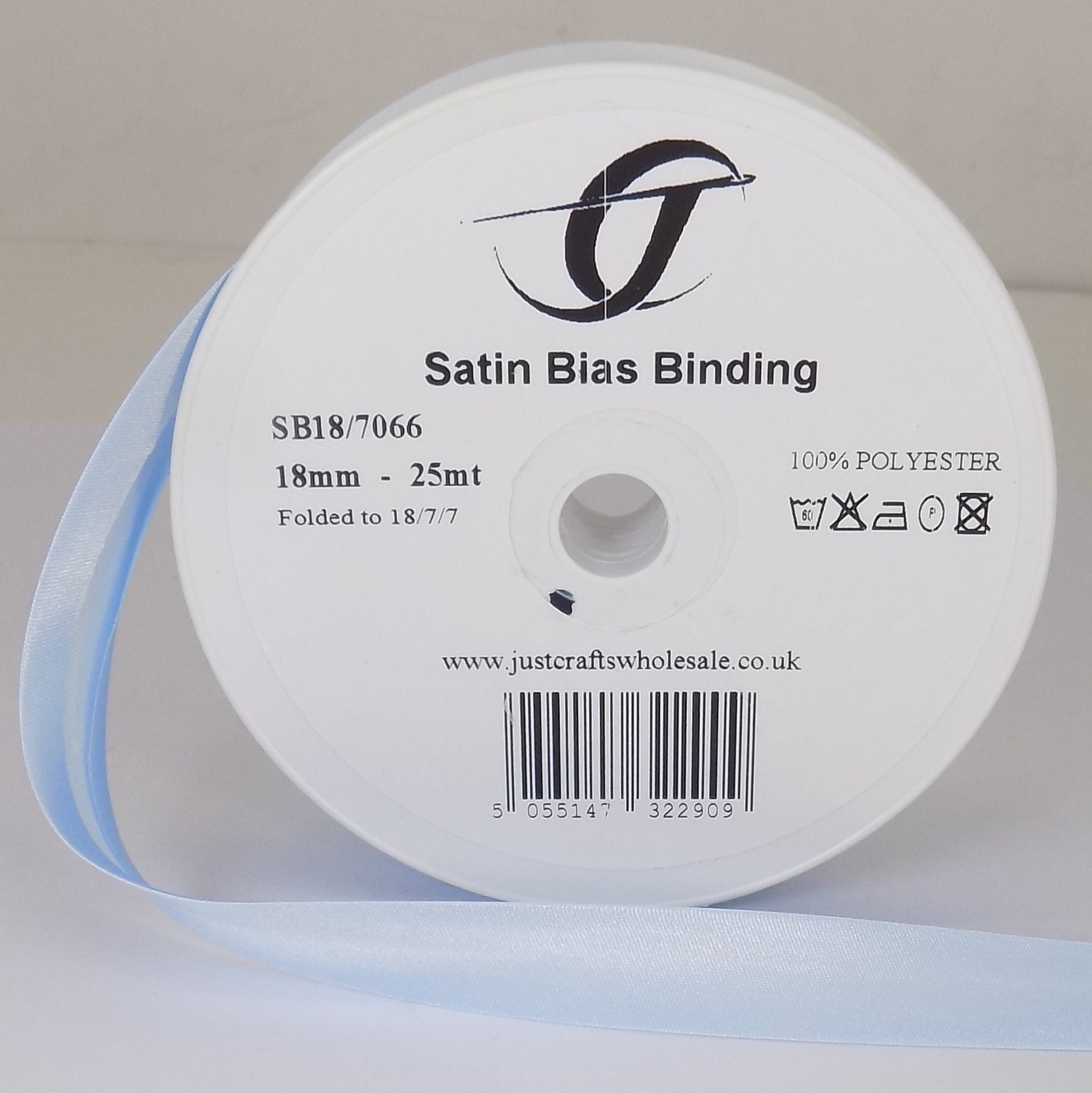SB18-7066 **SATIN BIAS BINDING 18MM 7066 BLUE VAPOR