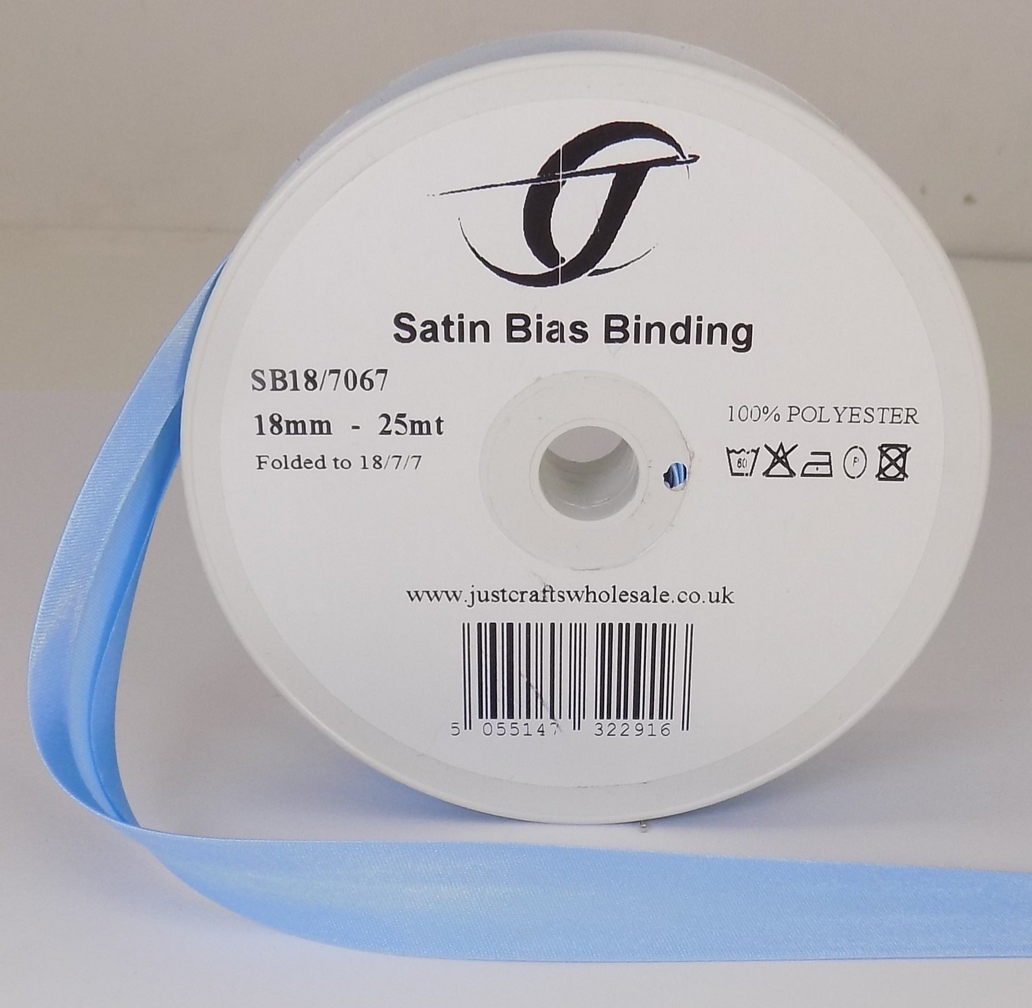 SB18-7067 **SATIN BIAS BINDING 18MM 7067 BLUE MIST