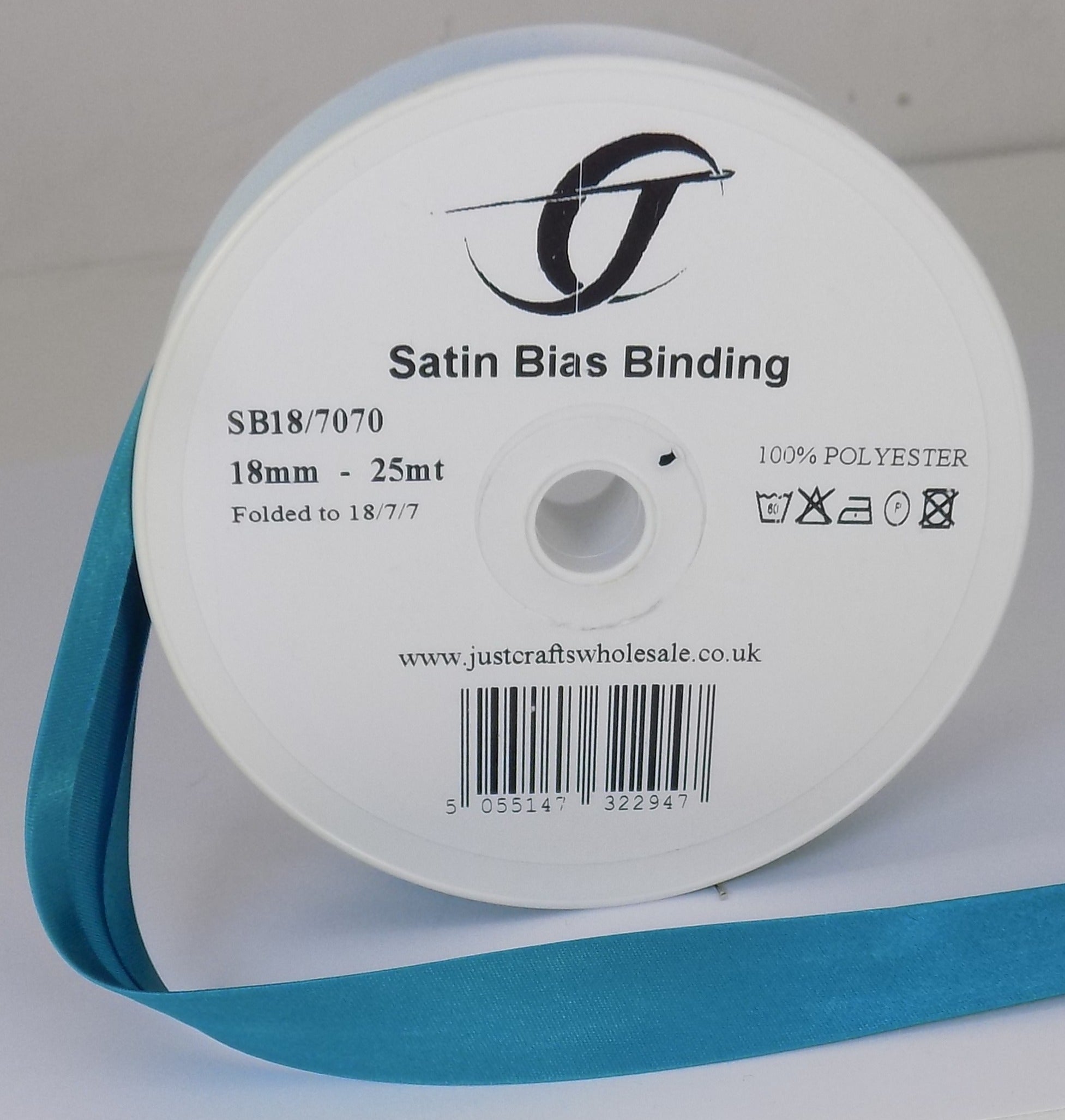 SB18-7070 **SATIN BIAS BINDING 18MM 7070 JADE