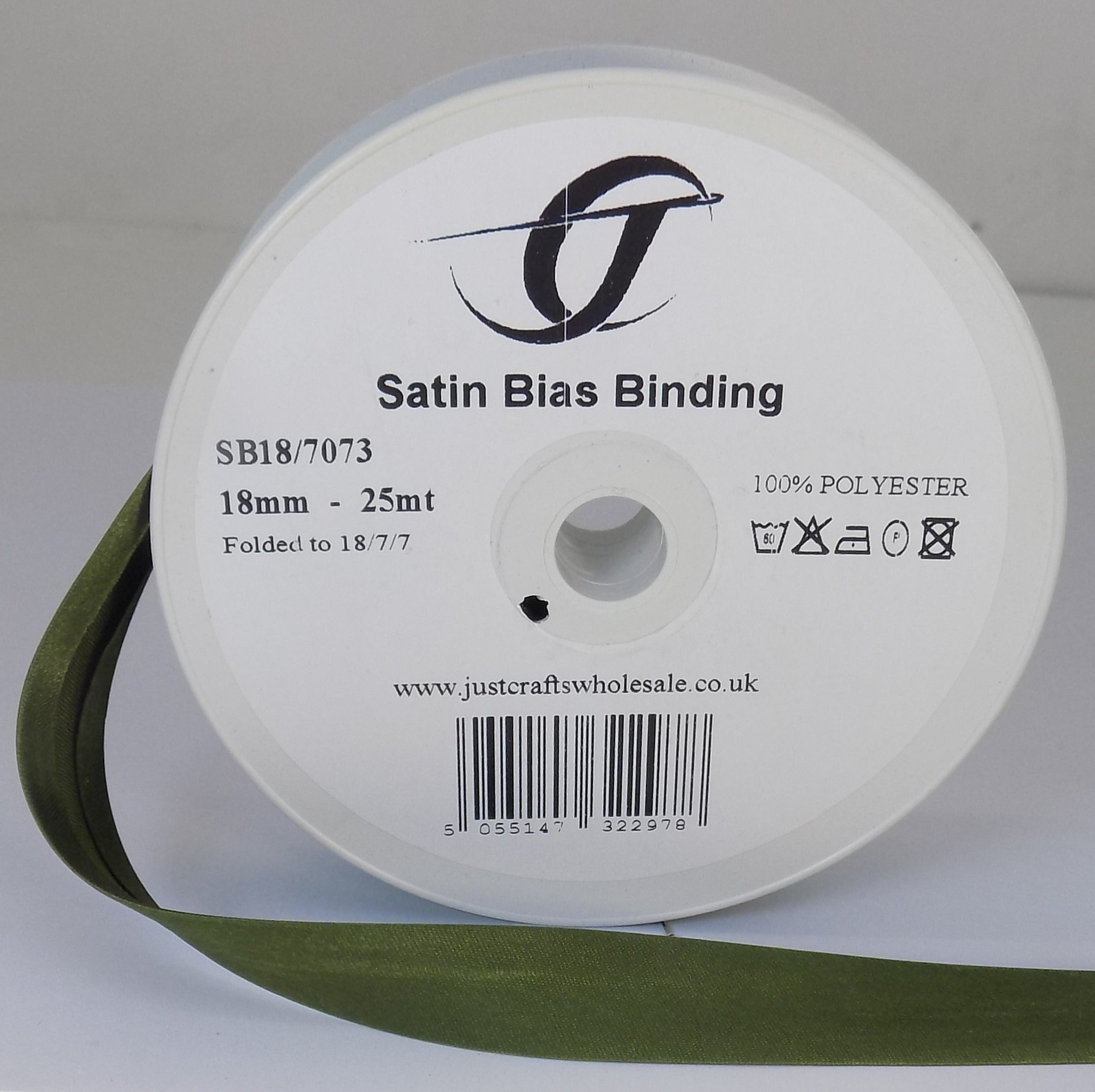 SB18-7073 **SATIN BIAS BINDING 18MM 7073 MOSS