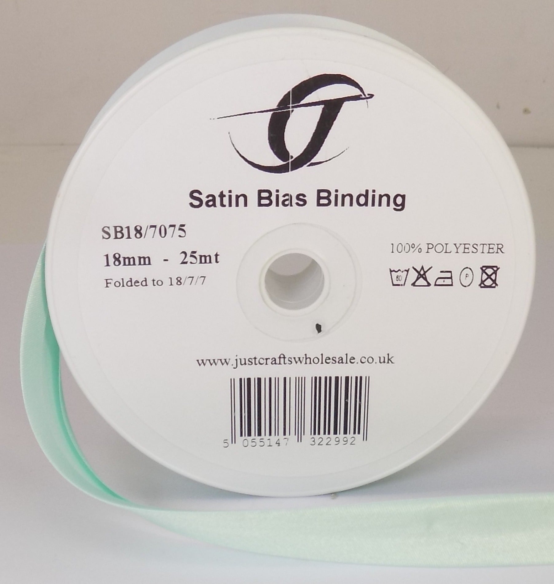 SB18-7075 **SATIN BIAS BINDING 18MM 7075 AQUA
