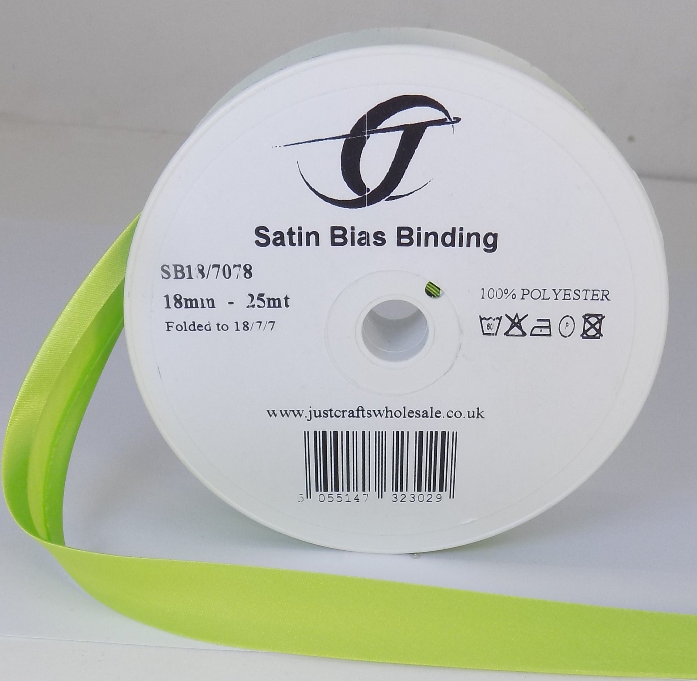 SB18-7078 **SATIN BIAS BINDING 18MM 7078 APPLE