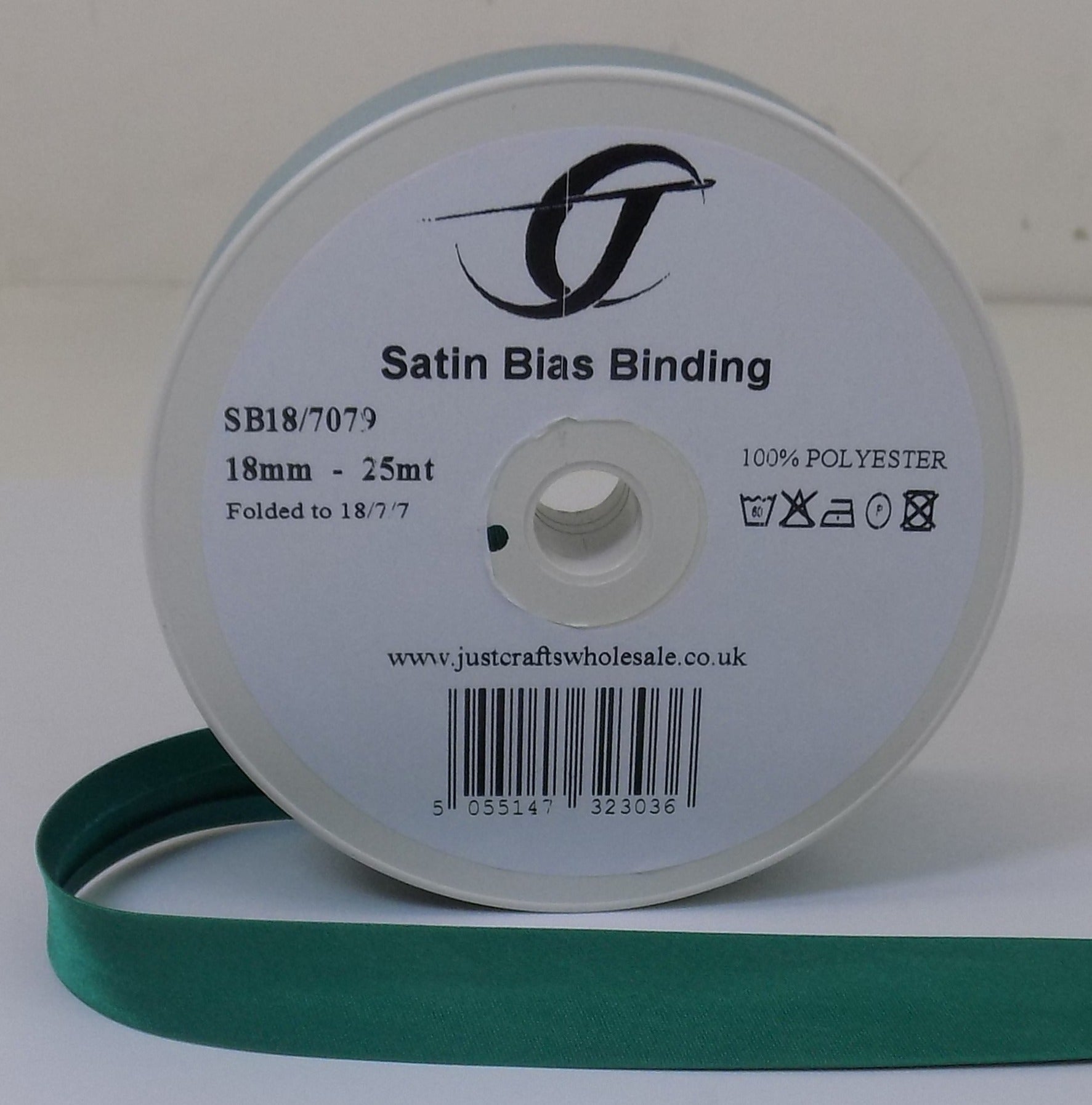 SB18-7079 **SATIN BIAS BINDING 18MM 7079 PARROT GREEN