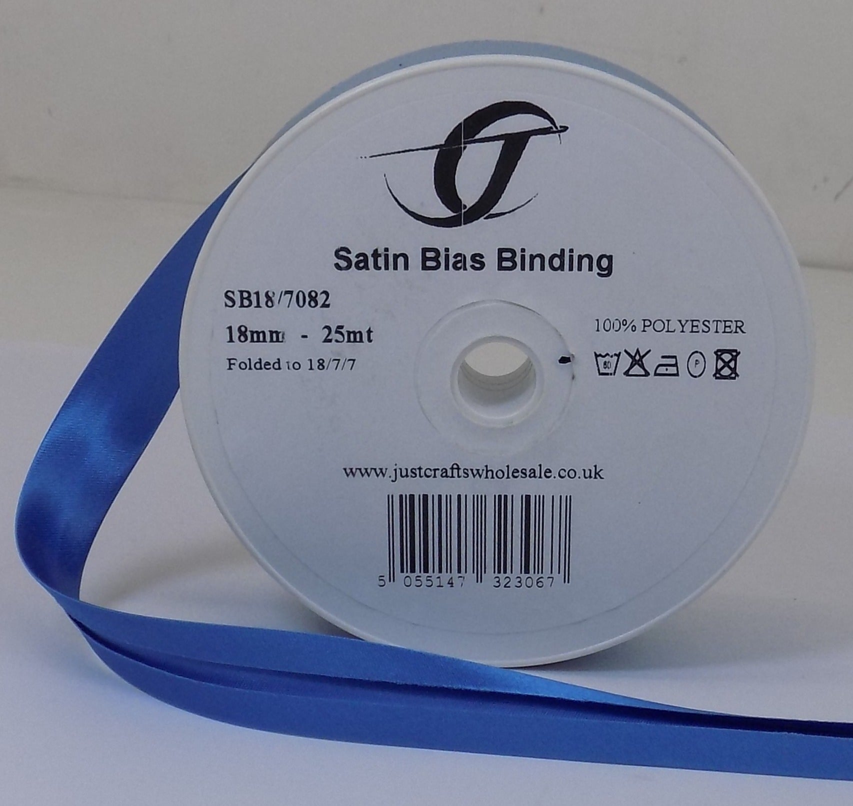 SB18-7082 **SATIN BIAS BINDING 18MM 7082 CAPRI BLUE