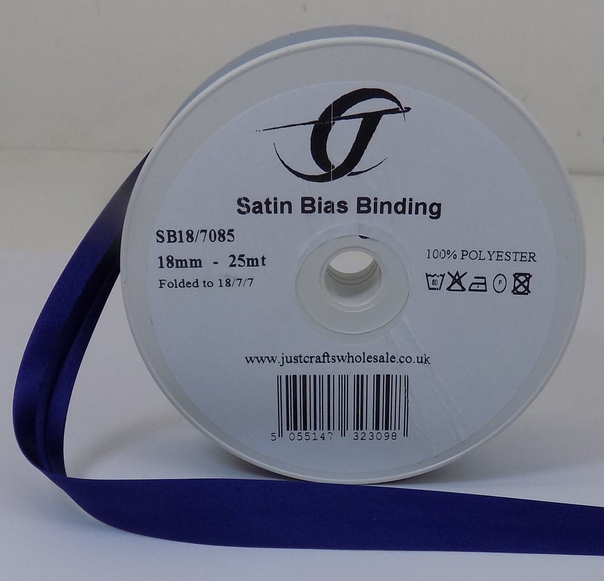 SB18-7085 **SATIN BIAS BINDING 18MM 7085 NAVY BLUE