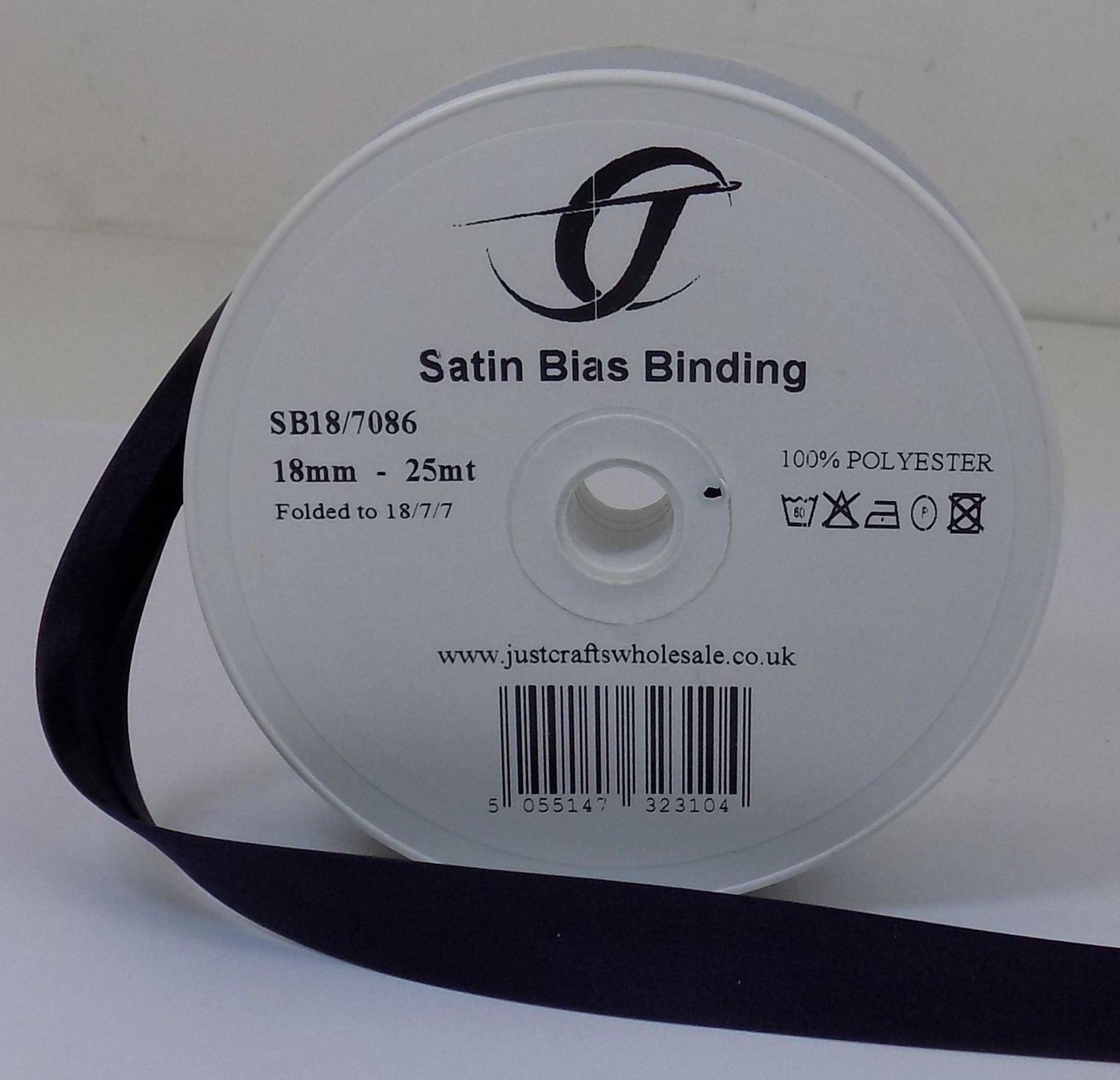 SB18-7086 **SATIN BIAS BINDING 18MM 7086 INK BLUE