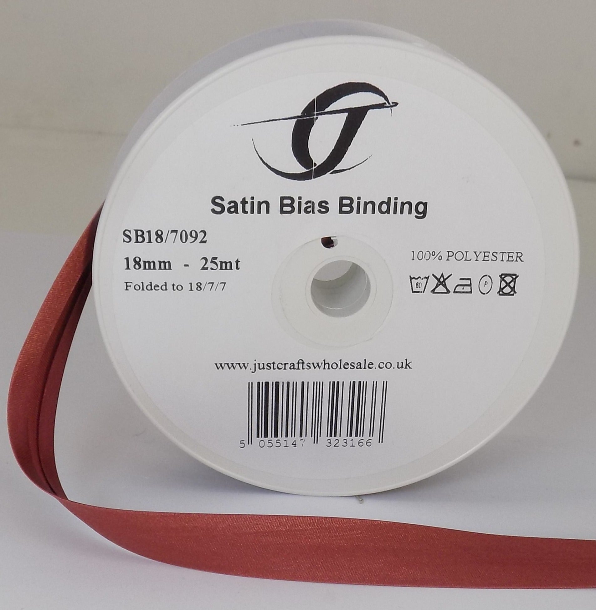 SB18-7092 **SATIN BIAS BINDING 18MM 7092 DARK CINNABAR