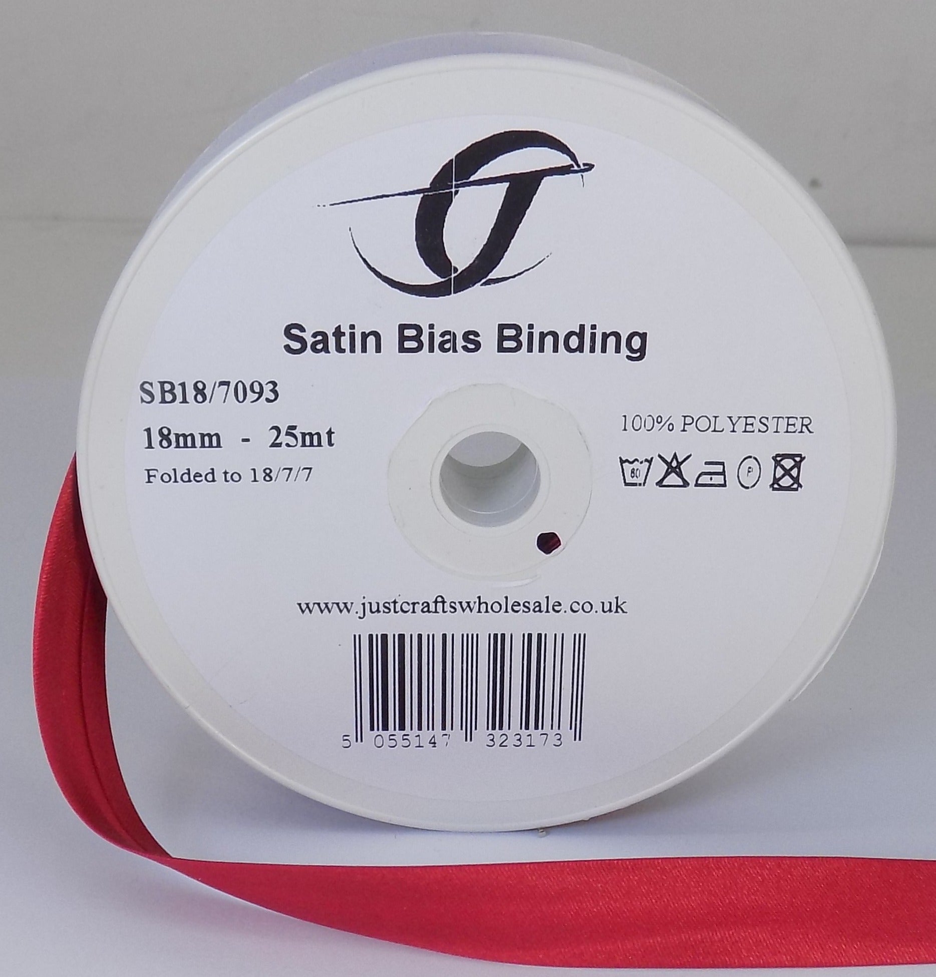 SB18-7093 **SATIN BIAS BINDING 18MM 7093 SCARLET