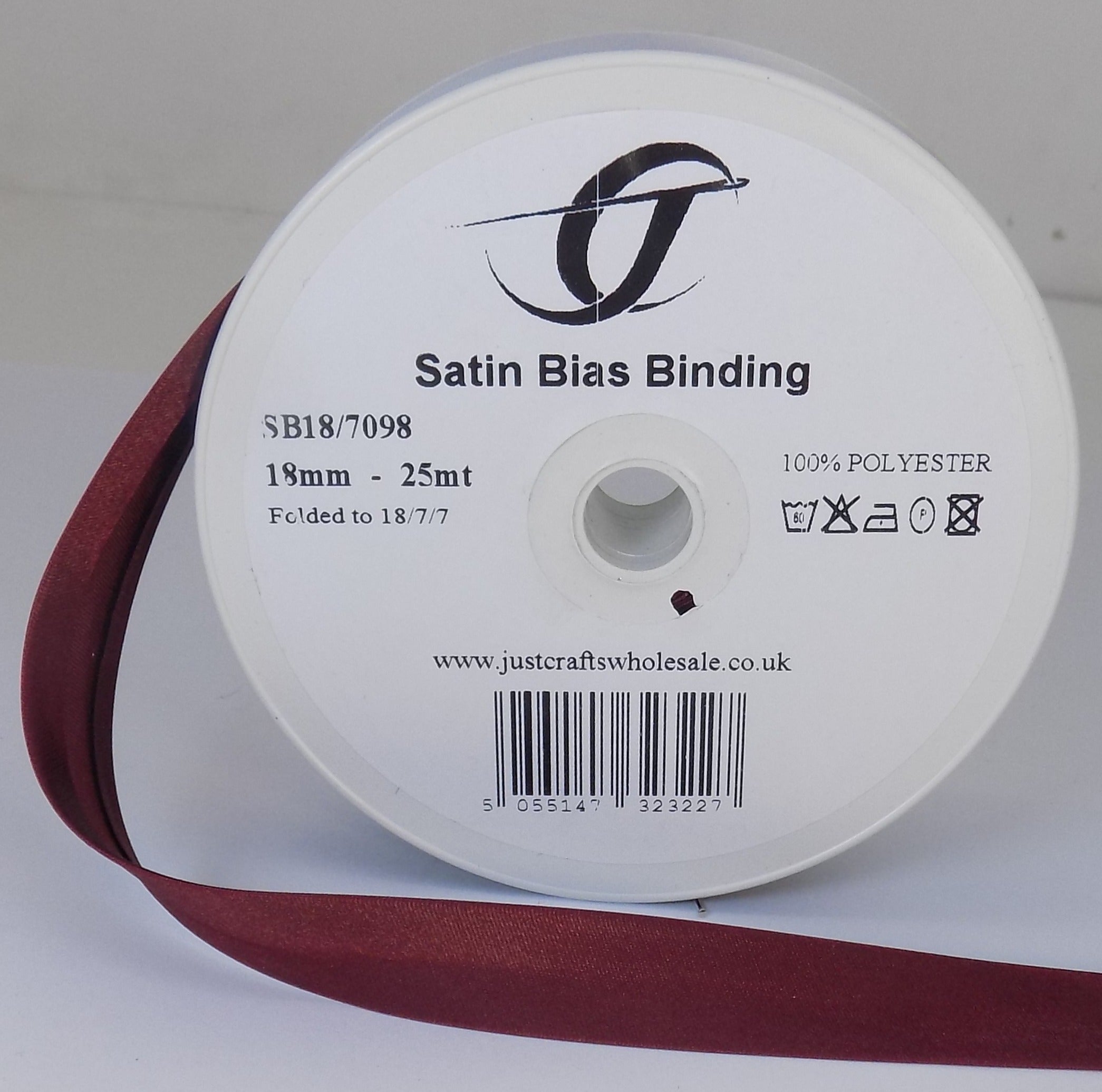 SB18-7098 **SATIN BIAS BINDING 18MM 7098 RAISIN