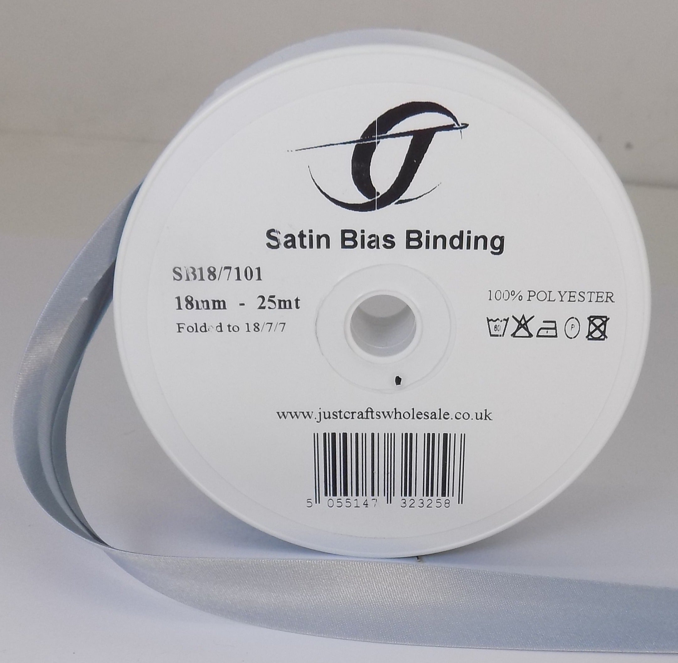 SB18-7101 **SATIN BIAS BINDING 18MM 7101 LIGHT GREY