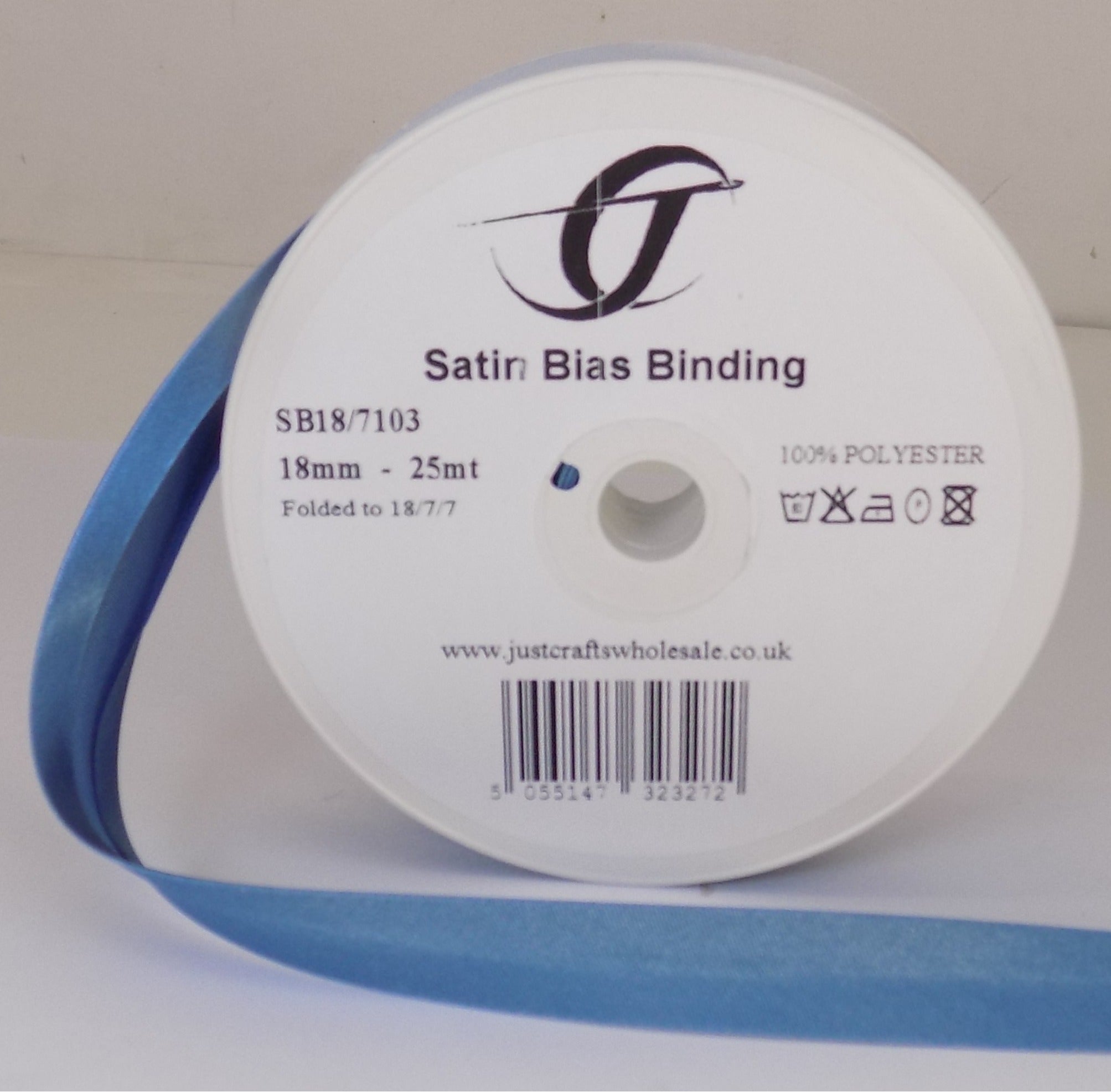 SB18-7103 **SATIN BIAS BINDING 18MM 7103 ANTIQUE BLUE
