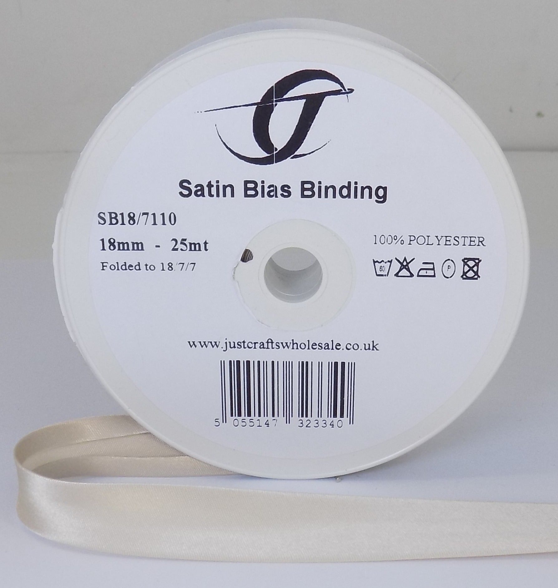 SB18-7110 **SATIN BIAS BINDING 18MM 7110 LIGHT ECRU