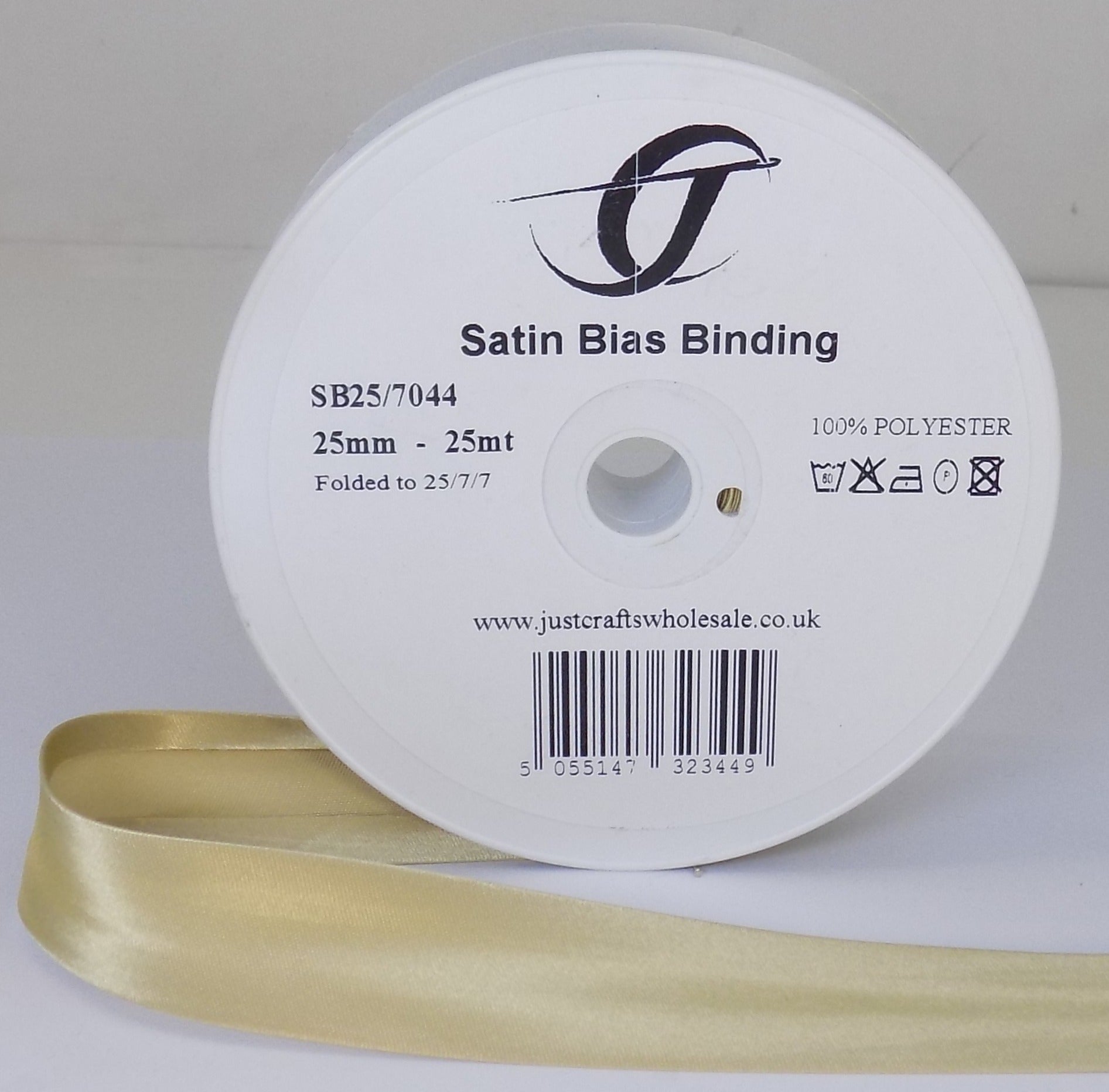 SB25-7044 **SATIN BIAS BINDING 25MM 7044 STRAW