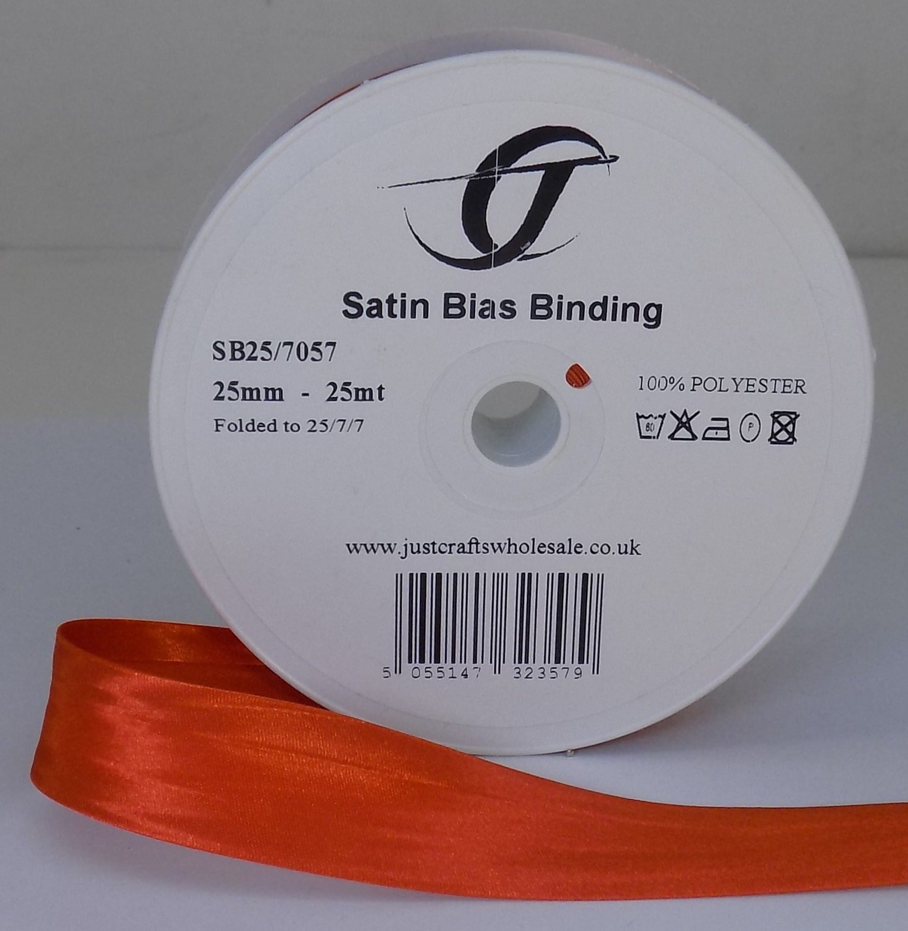 SB25-7057 **SATIN BIAS BINDING 25MM 7057 AUTUMN ORANGE