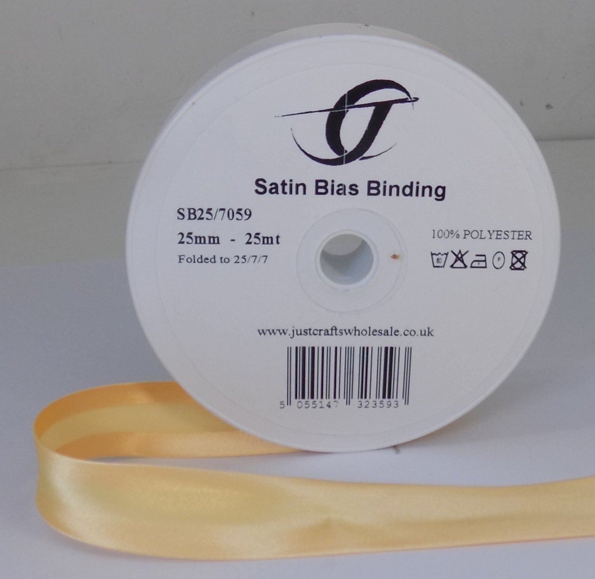 SB25-7059 **SATIN BIAS BINDING 25MM 7059 HONEYGOLD