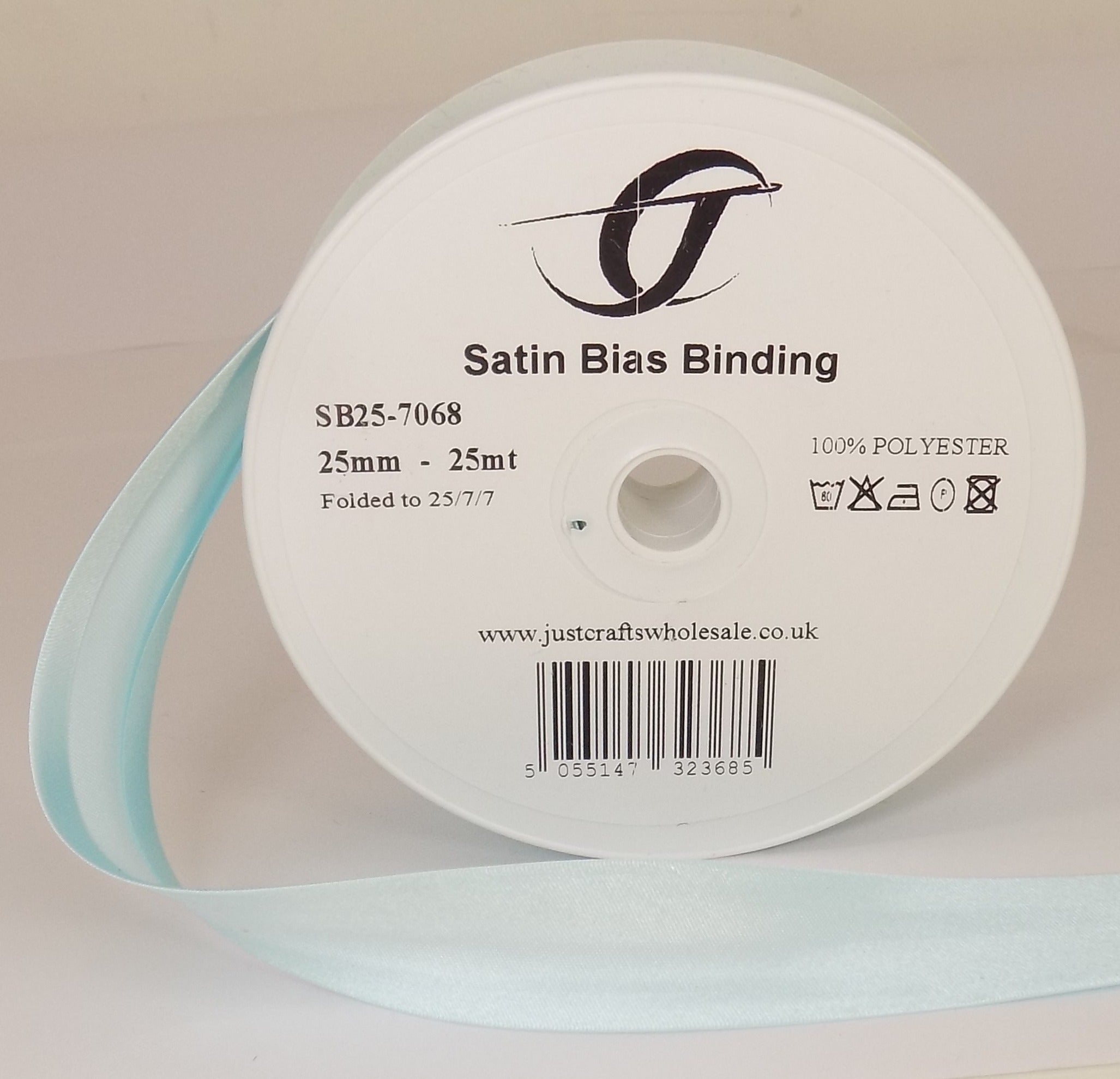 SB25-7068 **SATIN BIAS BINDING 25MM 7068 MINERAL BLUE