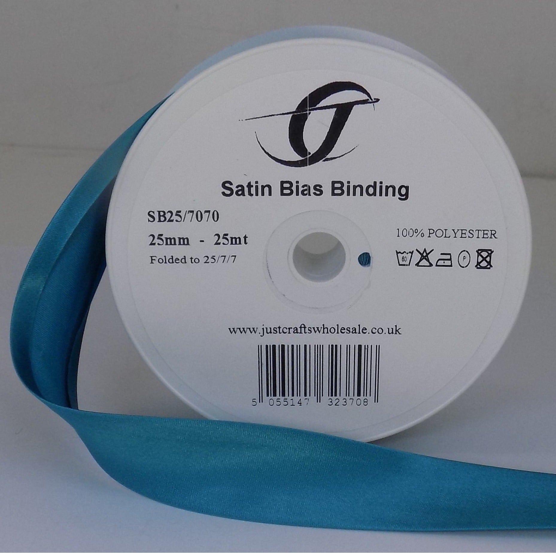 SB25-7070 **SATIN BIAS BINDING 25MM 7070 JADE