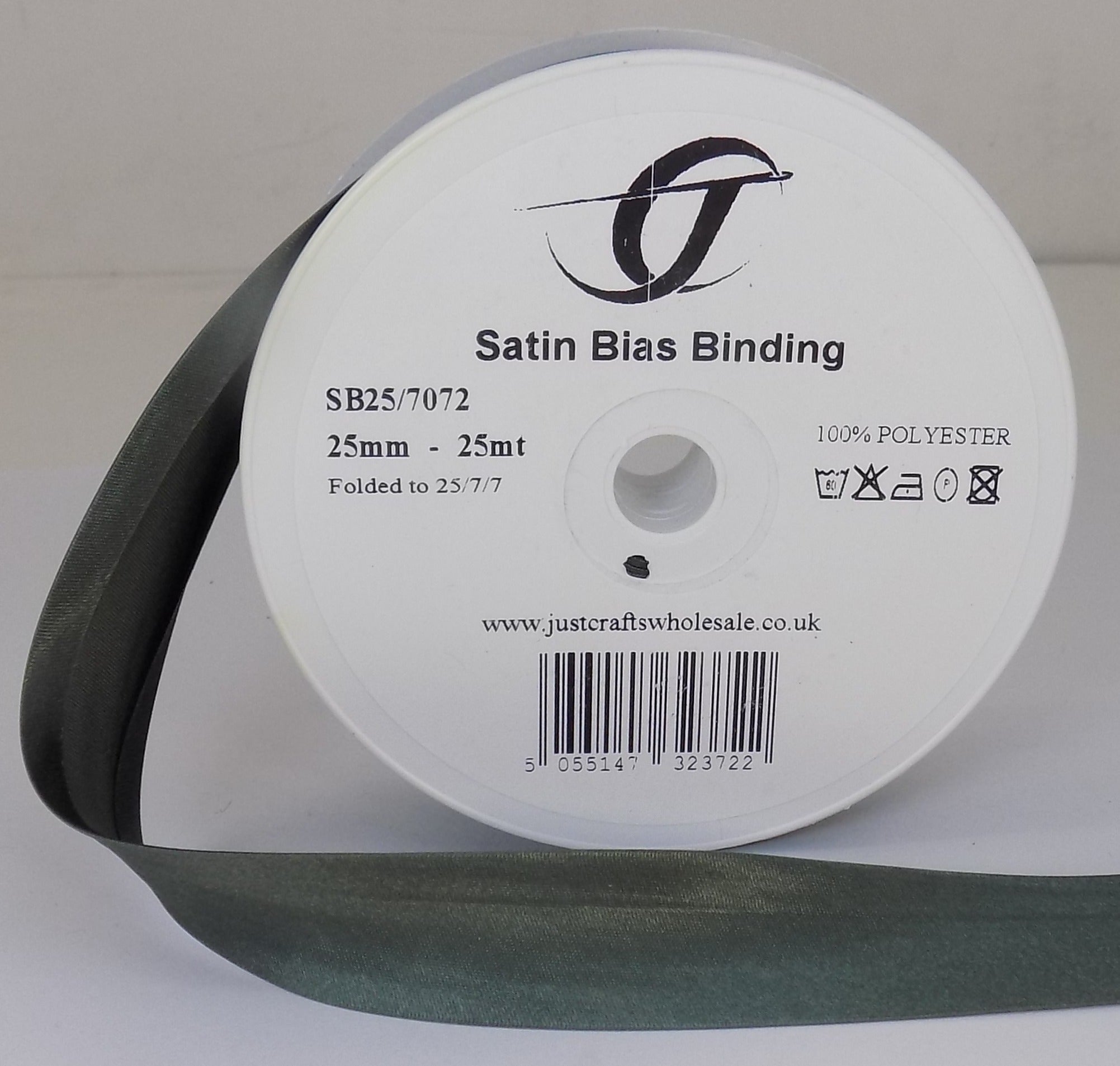 SB25-7072 **SATIN BIAS BINDING 25MM 7072 DEEP SAGE
