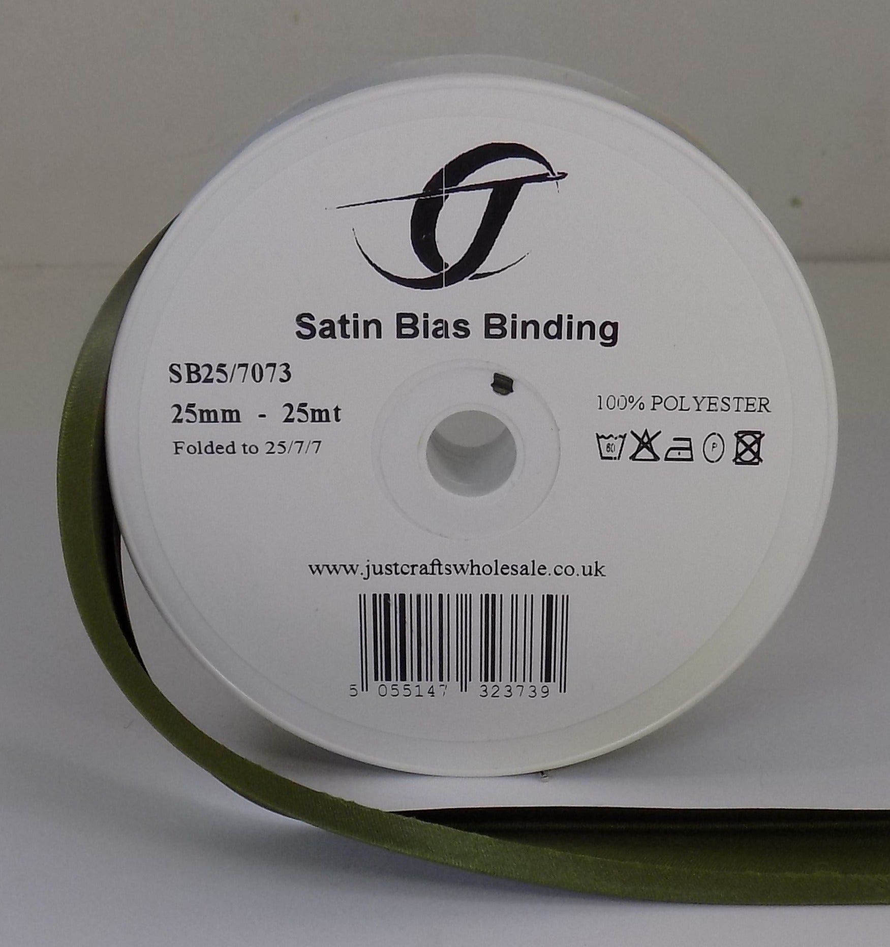 SB25-7073 **SATIN BIAS BINDING 25MM 7073 MOSS