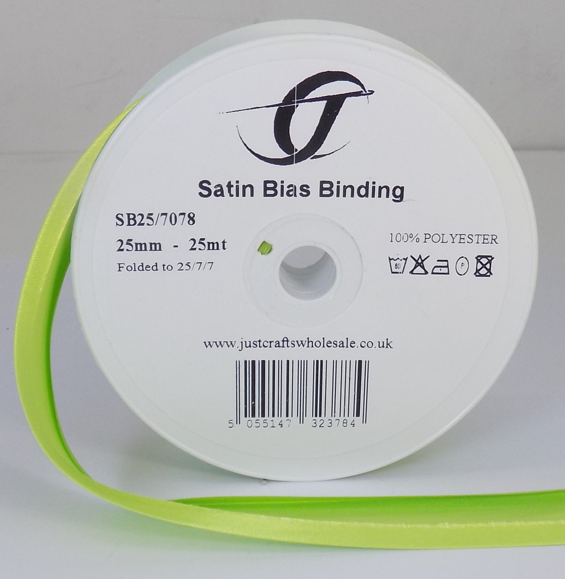 SB25-7078 **SATIN BIAS BINDING 25MM 7078 APPLE