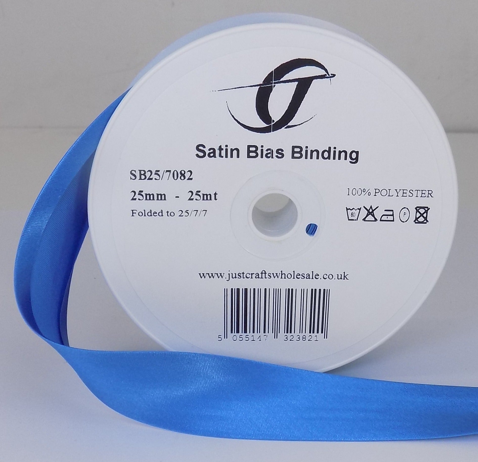 SB25-7082 **SATIN BIAS BINDING 25MM 7082 CAPRI BLUE