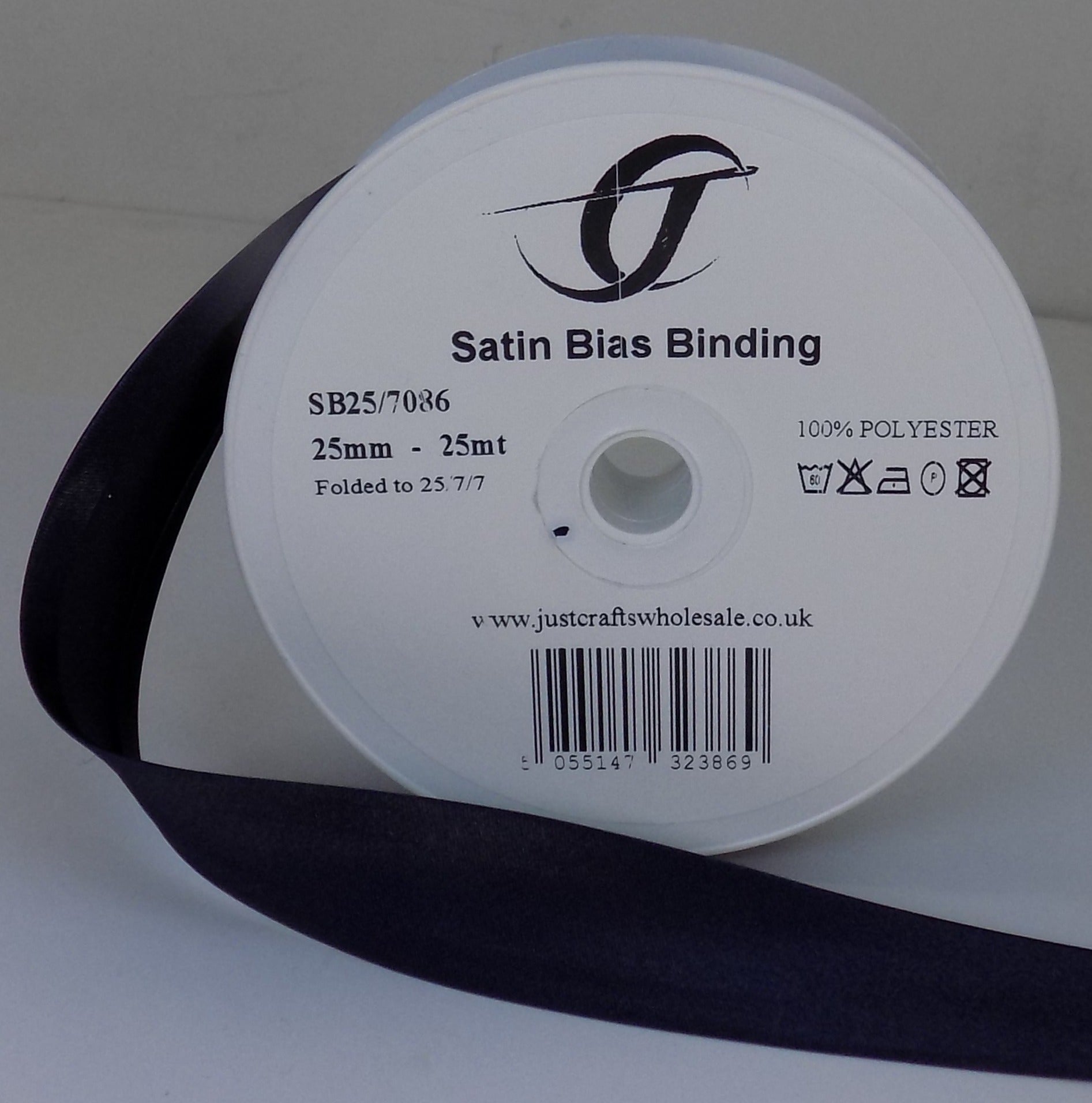 SB25-7086 **SATIN BIAS BINDING 25MM 7086 INK BLUE