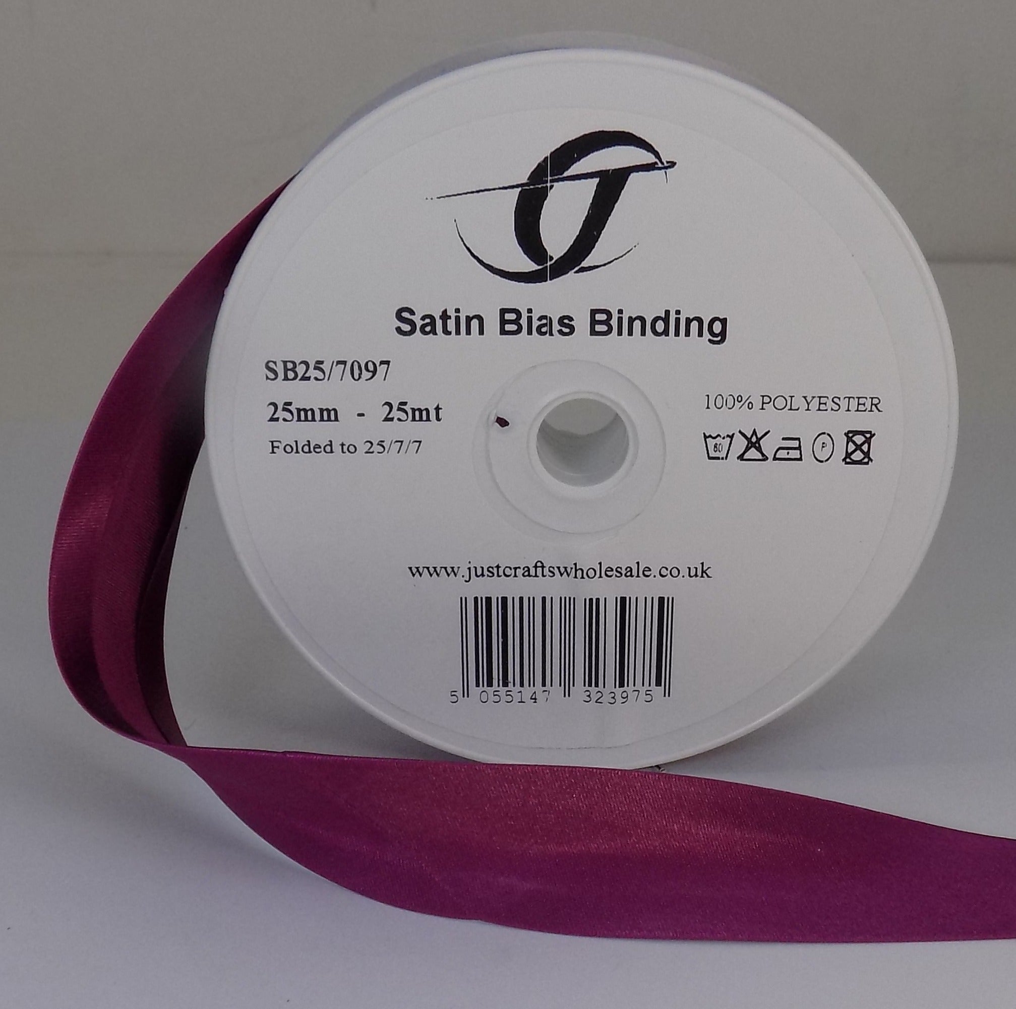 SB25-7097 **SATIN BIAS BINDING 25MM 7097 DEEP ROSE