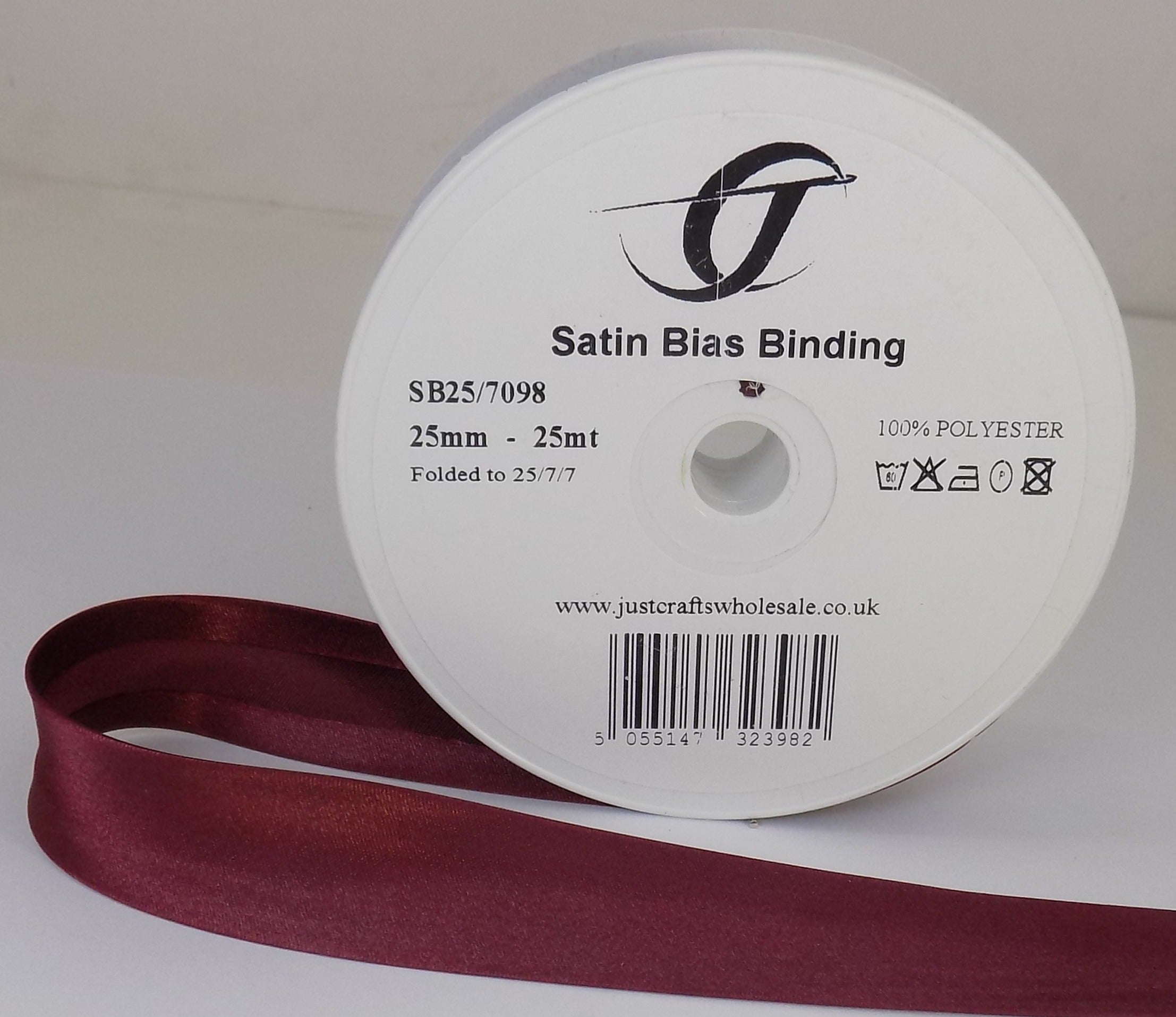 SB25-7098 **SATIN BIAS BINDING 25MM 7098 RAISIN