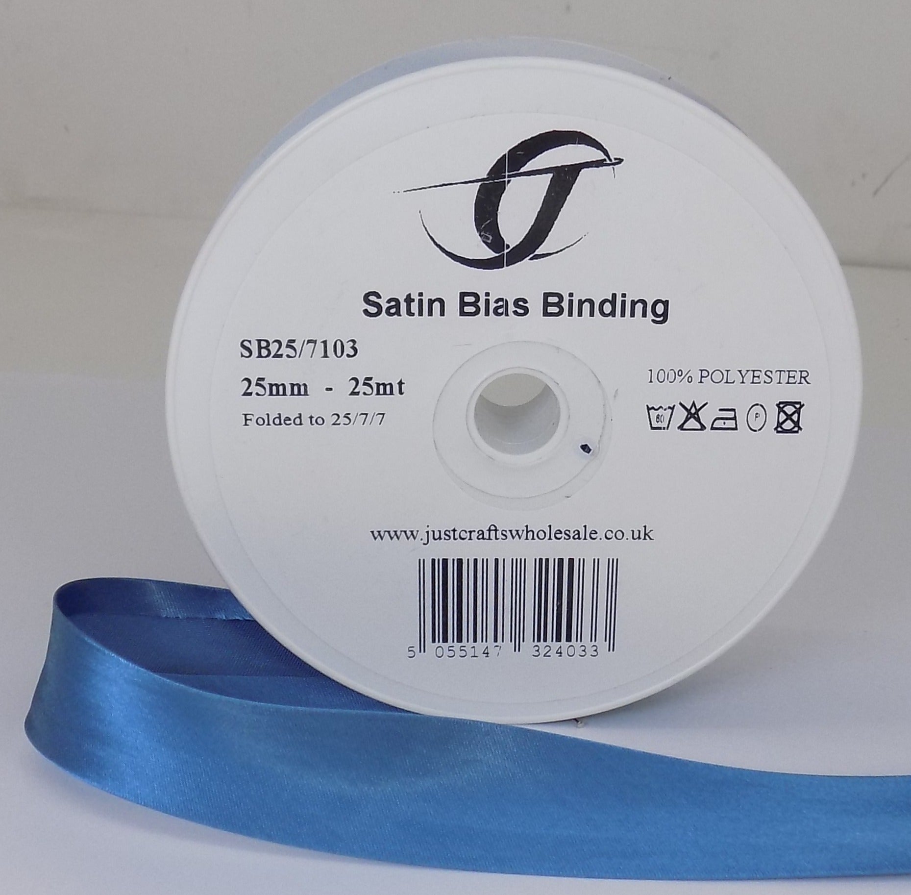 SB25-7103 **SATIN BIAS BINDING 25MM 7103 ANTIQUE BLUE