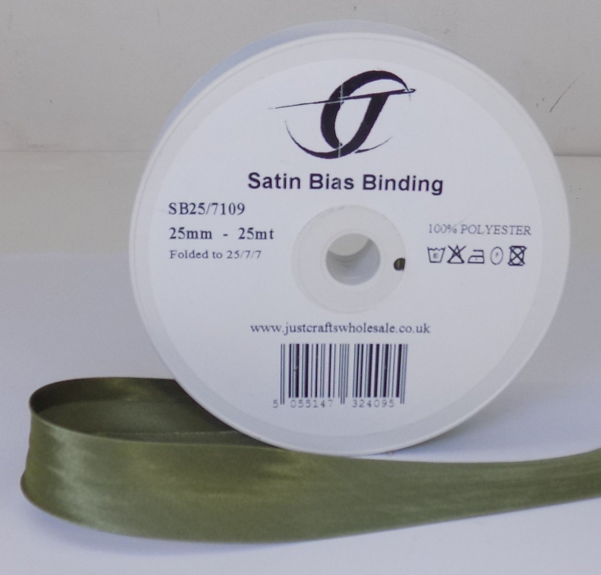 SB25-7109 **SATIN BIAS BINDING 25MM 7109 WILLOW