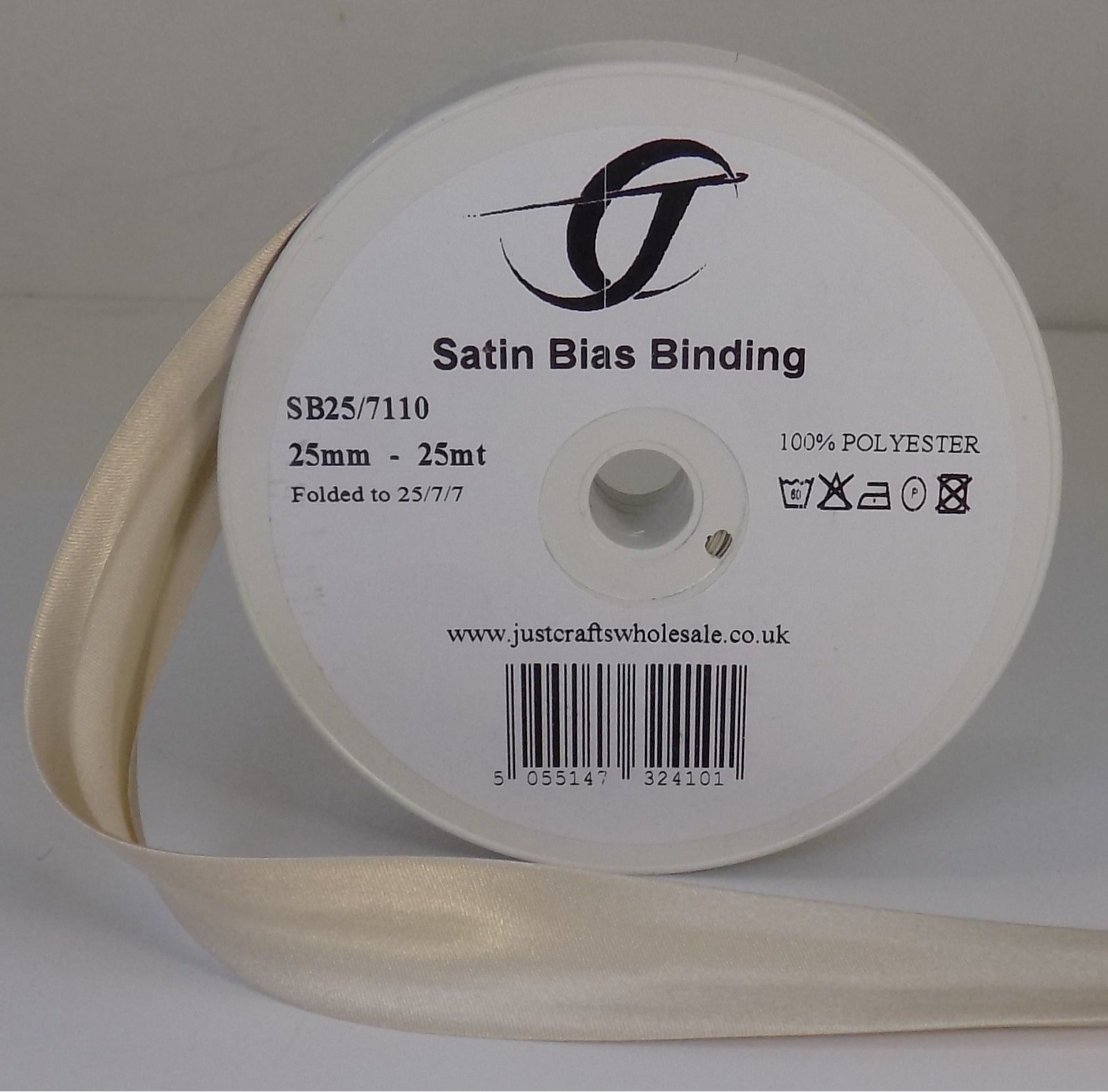 SB25-7110 **SATIN BIAS BINDING 25MM 7110 LIGHT ECRU