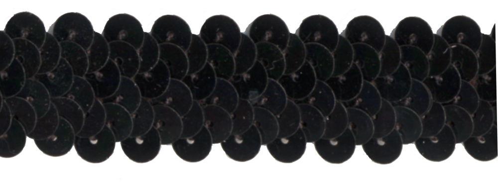 SF801-B - ELASTICATED SEQUIN TRIM 2cm - BLACK