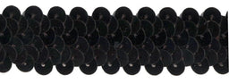 SF801-B - ELASTICATED SEQUIN TRIM 2cm - BLACK