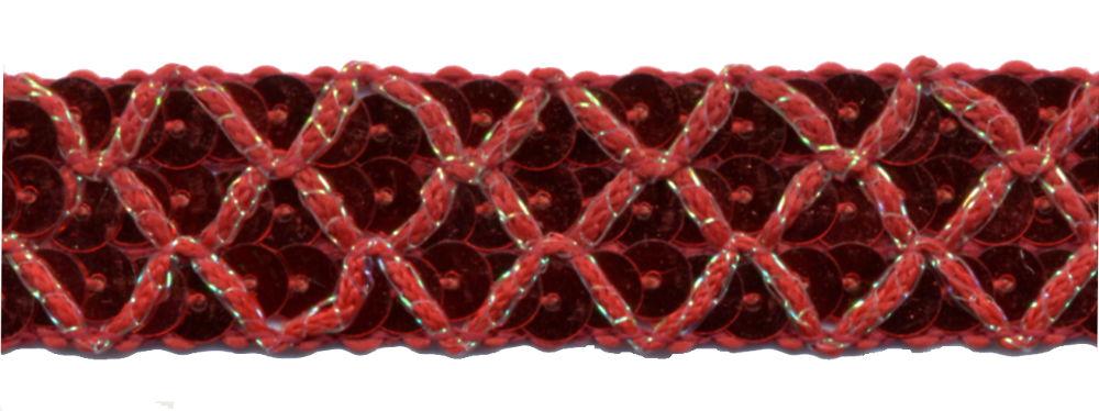 SF802-R - SEQUIN & THREAD TRIM 2cm - RED