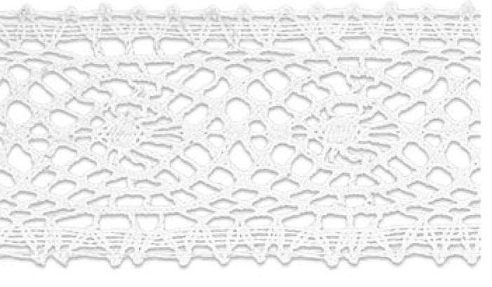 SL204-34-WHITE - SUPER RIBBON COTTON  LACE 34mm WHITE