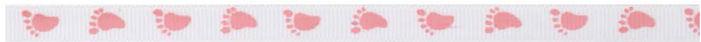 SR1201-10-B01 - SUPER RIBBON FOOTPRINTS 10mm PINK/GREY