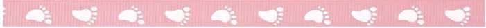 SR1201-10-B02 - SUPER RIBBON FOOTPRINTS 10mm WHITE/PINK