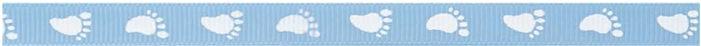 SR1201-10-B04 - SUPER RIBBON FOOTPRINTS 10mm WHITE/BLUE