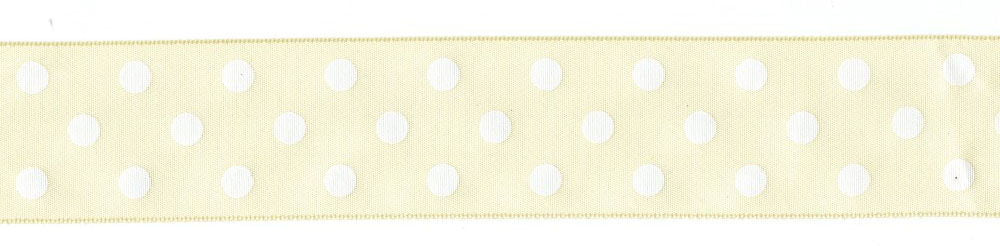 SR1203-38-04 - SUPER RIBBON POLKA DOT 38mm 04 BEIGE WHITE DOT