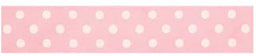 SR1203-38-12 - SUPER RIBBON POLKA DOT 38mm 12 BABY PINK WHITE DOT