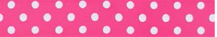 SR1204-25-10 - SUPER RIBBON POLKA DOT 25mm 10 SHOCKING PINK WHITE DOT