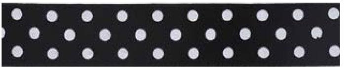 SR1204-25-14 - SUPER RIBBON POLKA DOT 25mm 14 BLACK WHITE DOT